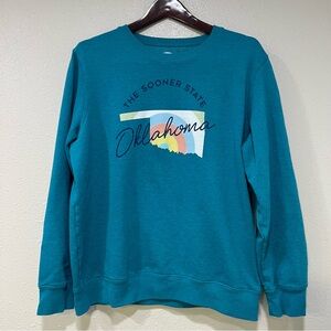 VINTAGE Oklahoma The Sooner State Women's Pullover Crewneck Sweatshirt Green XL